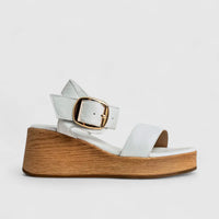 Dimato Ladies Leather Comfort Wedge Sandal 002.10082 White DS226