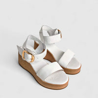 Dimato Ladies Leather Comfort Wedge Sandal 002.10082 White DS226