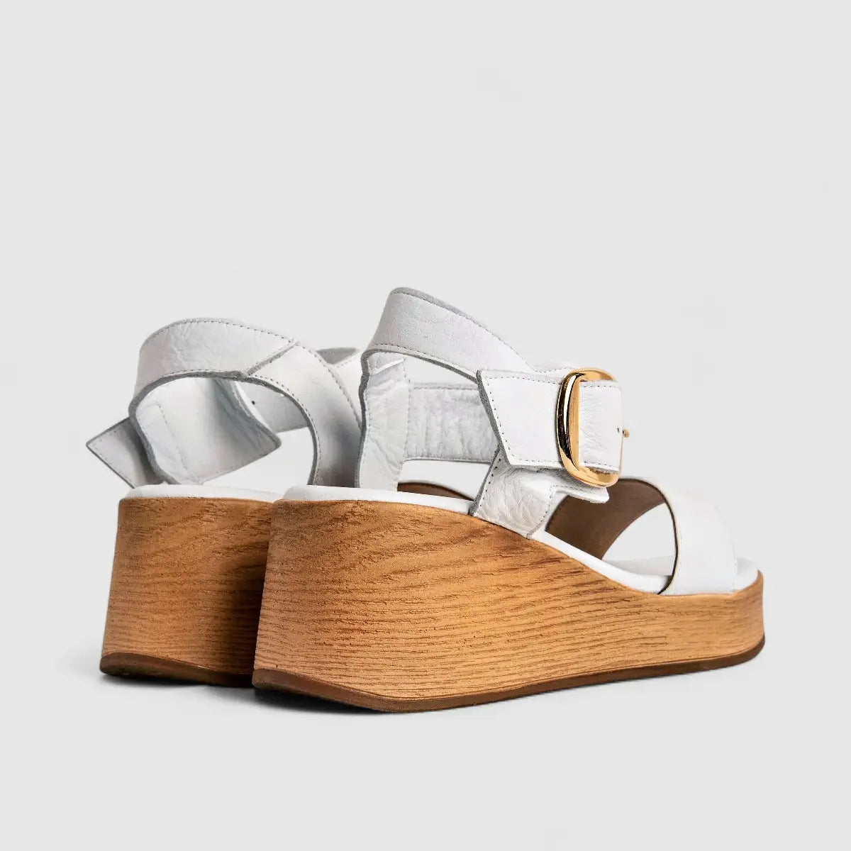 Dimato Ladies Leather Comfort Wedge Sandal 002.10082 White DS226