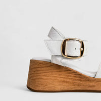 Dimato Ladies Leather Comfort Wedge Sandal 002.10082 White DS226