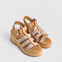 Dimato Ladies Leather Comfort Wedge Sandal 002.10084-1 Beige DS224