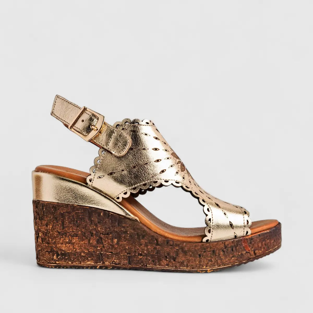 Dimato Ladies Leather Comfort Wedge Sandal 002.24488-1 Gold DS222