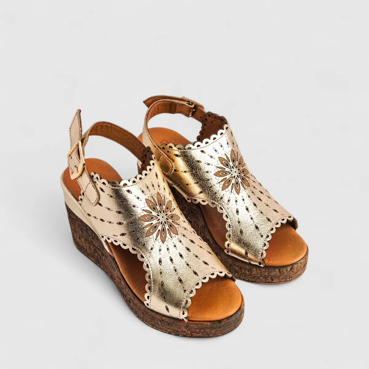 Dimato Ladies Leather Comfort Wedge Sandal 002.24488-1 Gold DS222