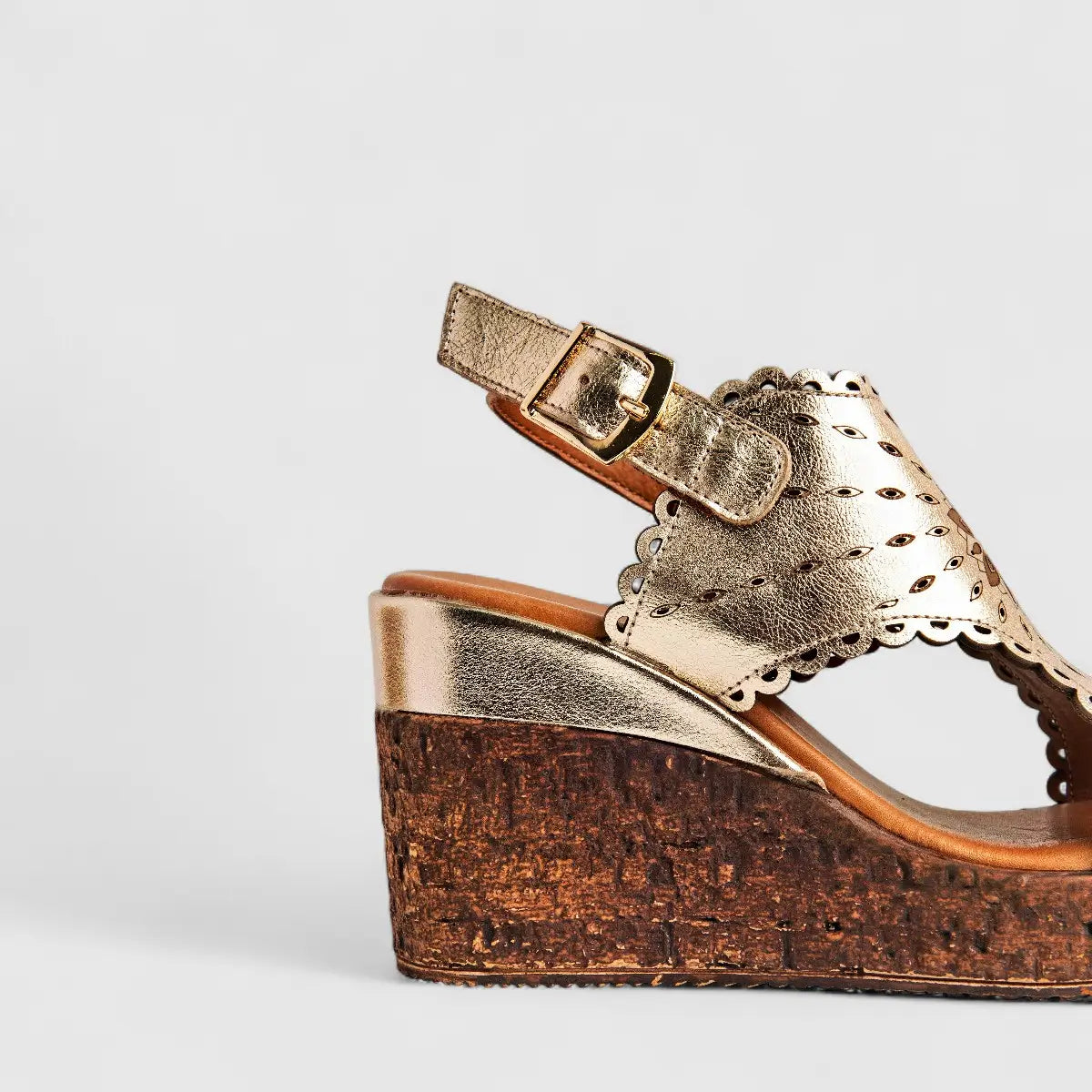 Dimato Ladies Leather Comfort Wedge Sandal 002.24488-1 Gold DS222