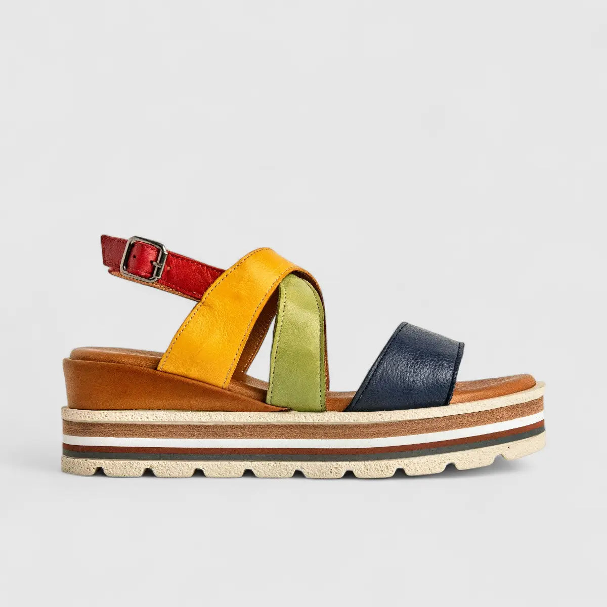 Dimato Ladies Leather Comfort Wedge Sandal 002.9002 Multi DS227
