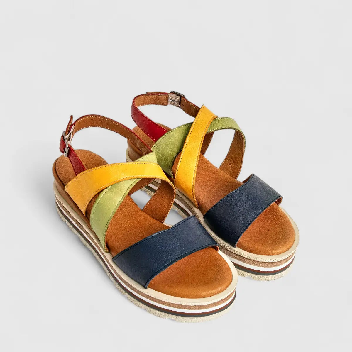 Dimato Ladies Leather Comfort Wedge Sandal 002.9002 Multi DS227