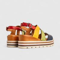 Dimato Ladies Leather Comfort Wedge Sandal 002.9002 Multi DS227