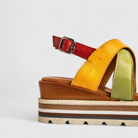 Dimato Ladies Leather Comfort Wedge Sandal 002.9002 Multi DS227