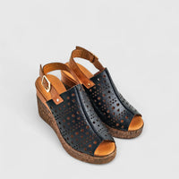 Dimato Ladies Leather Comfort Wedge Sandal 002.9549-2 Black DS223