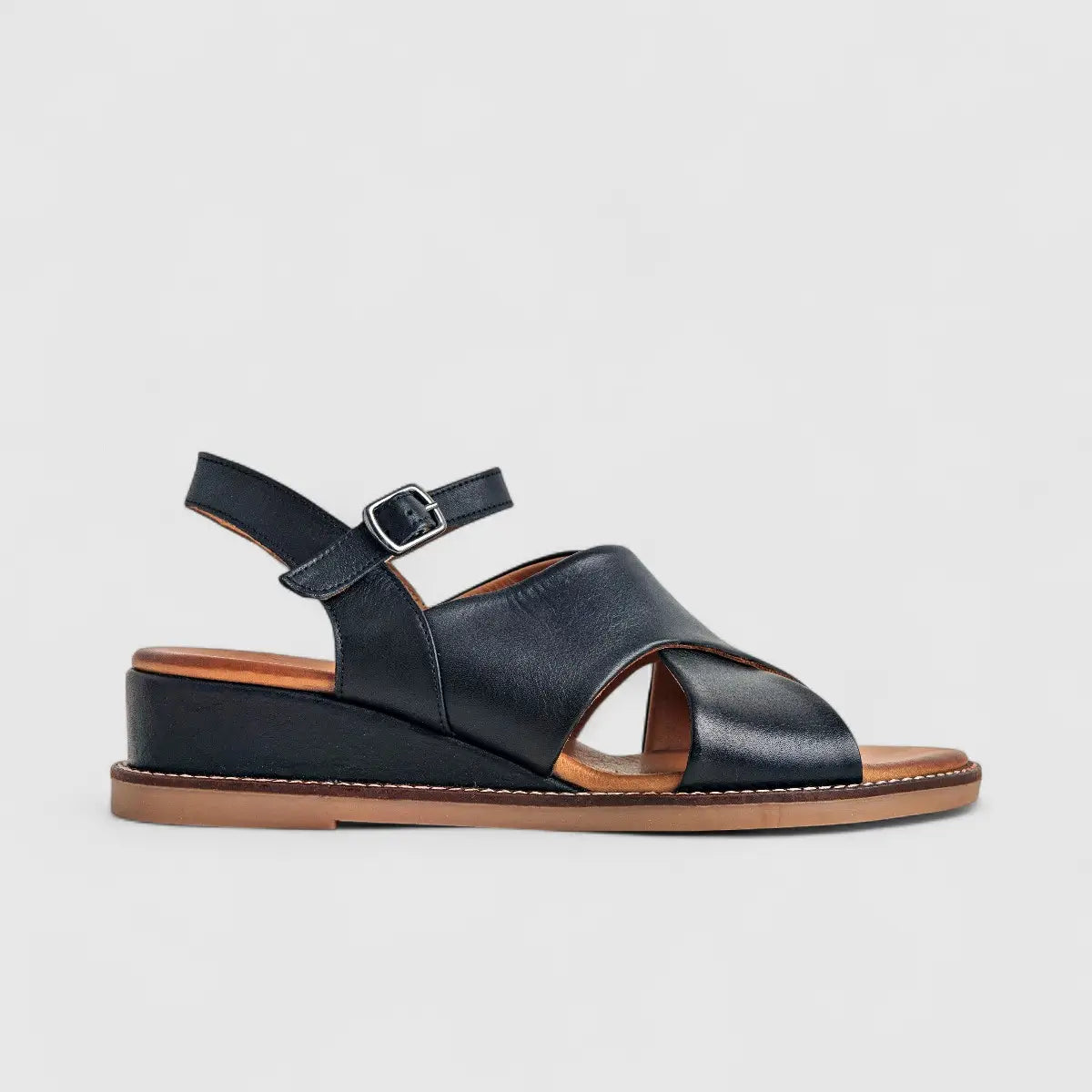 Dimato Ladies Leather Comfort Wedge Sandal 118.803 Black DS221