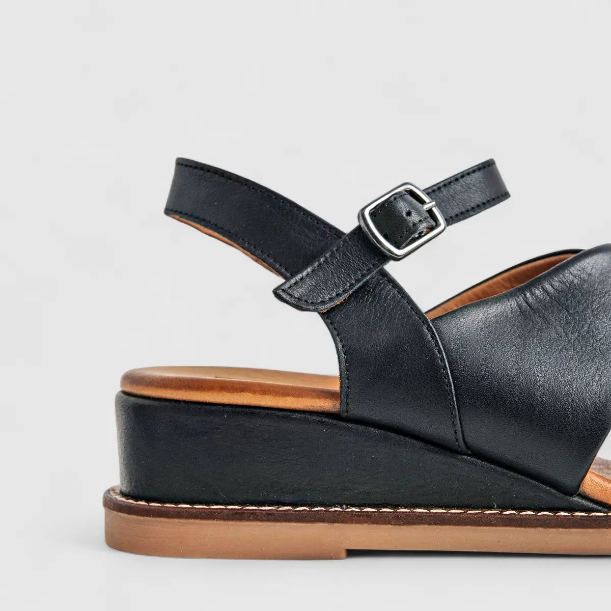 Dimato Ladies Leather Comfort Wedge Sandal 118.803 Black DS221