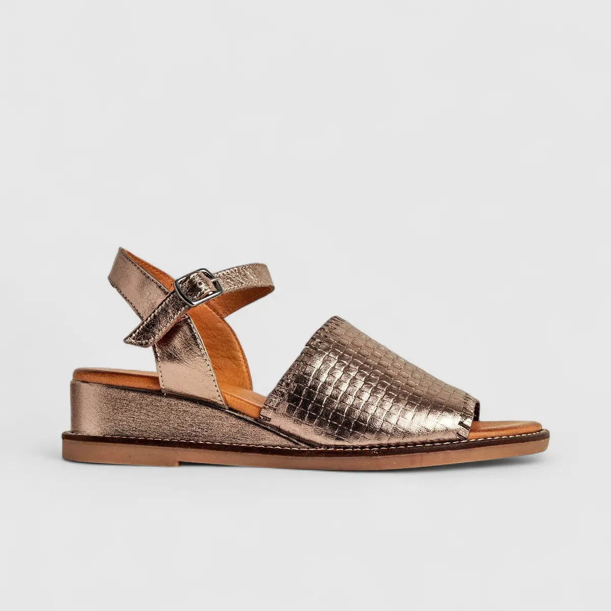 Dimato Ladies Leather Comfort Wedge Sandal 118.810-1 Pewter DS219