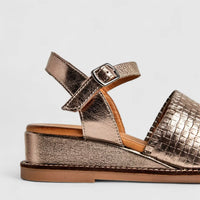 Dimato Ladies Leather Comfort Wedge Sandal 118.810-1 Pewter DS219