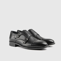 Dress Double Monk Loafers Black 9769/1 Oxfords | familyshoecentre
