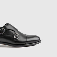 Dress Double Monk Loafers Black 9769/1 Oxfords | familyshoecentre