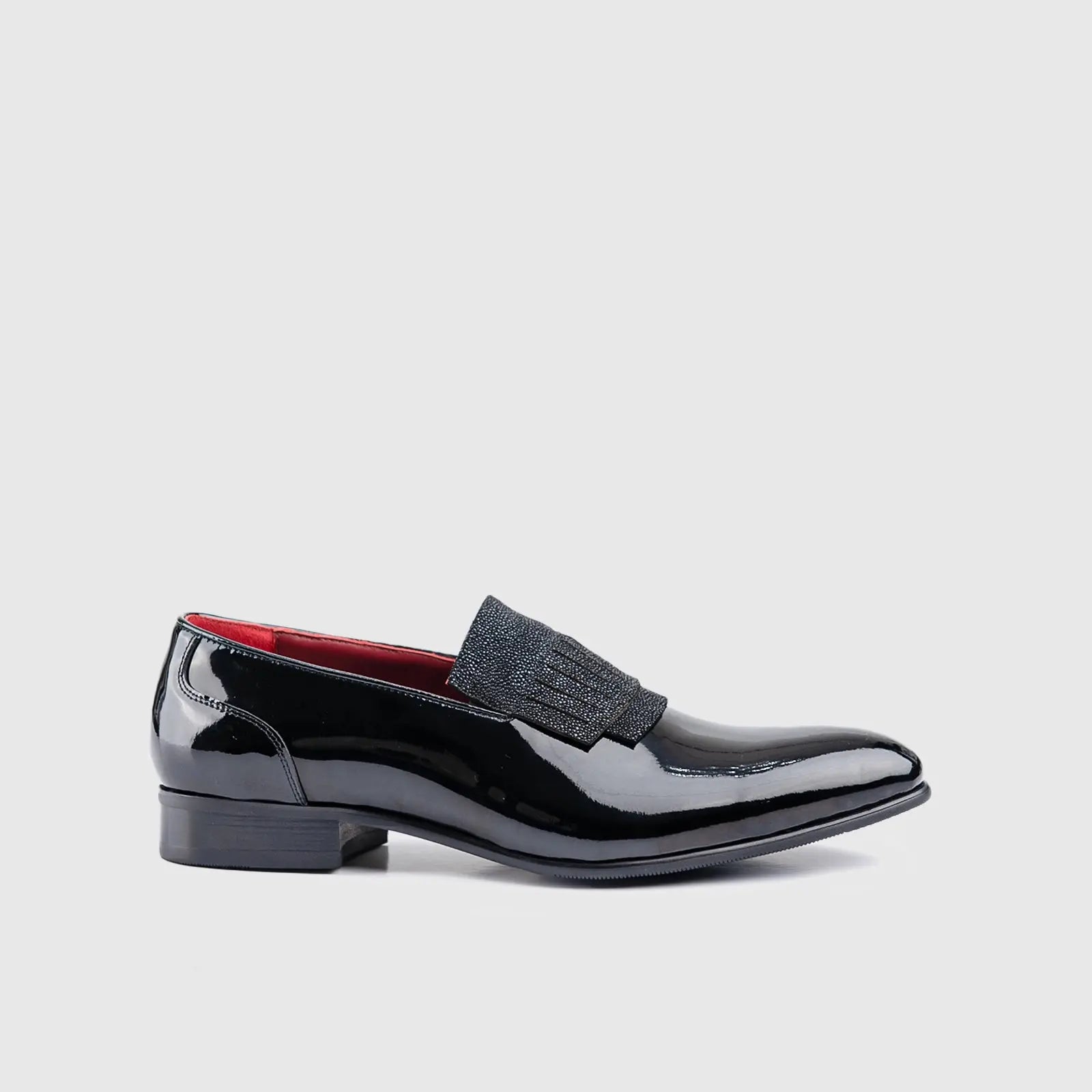 Dress Loafers Stingray Material Black EL024 Loafers | familyshoecentre
