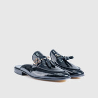 Dress Open Back Mules 464 Black Patent Gents | familyshoecentre