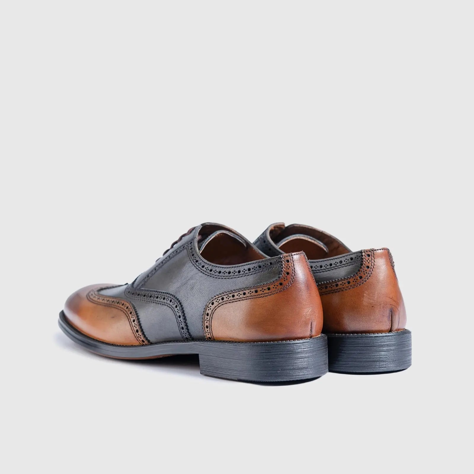 Dress Oxfords Wingtips 123-40 Tan/Grey Gents | familyshoecentre