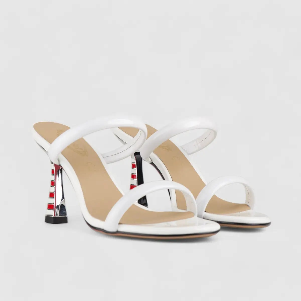 Bulbul Leather Heel Sandal White LAR6005 Heels | familyshoecentre