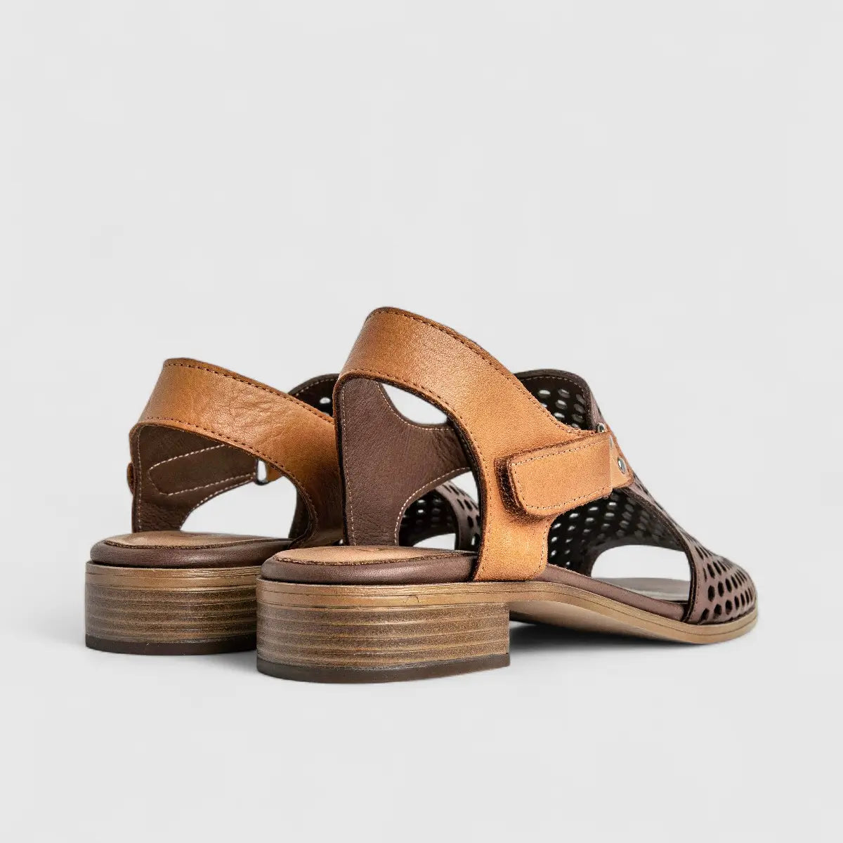 Dimato Ladies Leather Comfort Sandal 002.8361 Brown/Tan DS230