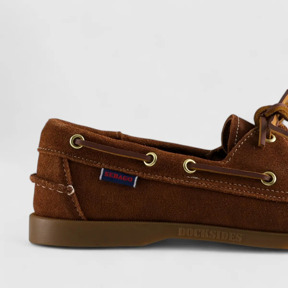 Sebago Docksides Portland Suede Brown Cognac Gum 7000G90 Loafers | familyshoecentre