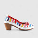 Karyoka Comfort Block Heel White Multi 5323 Heels | familyshoecentre