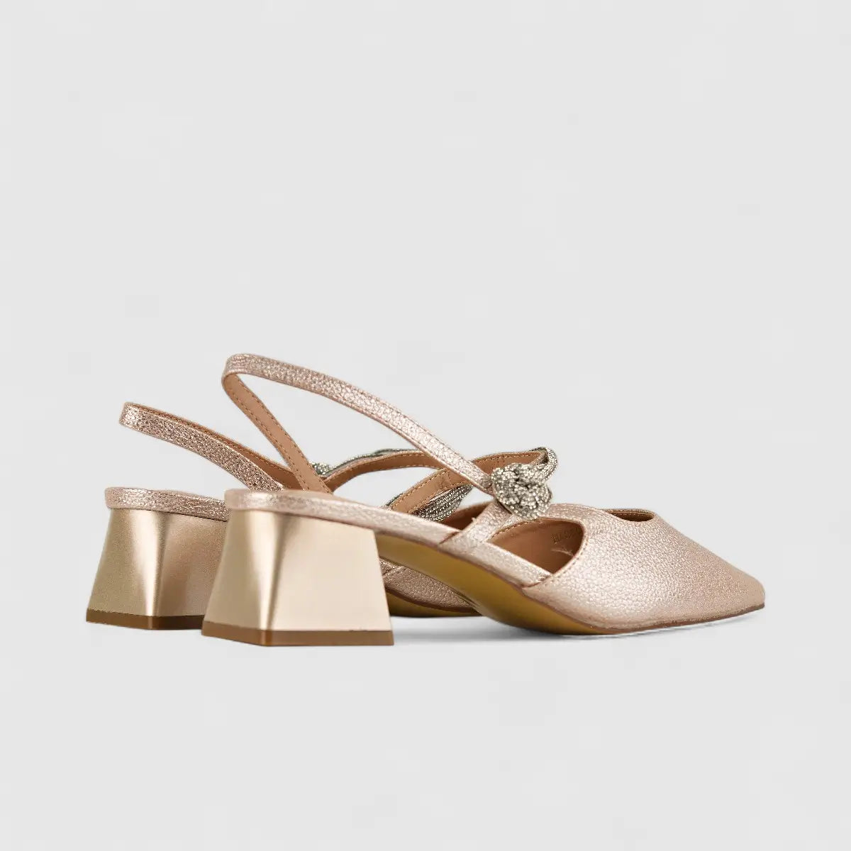 Bulbul Ladies Evening Block Heel HAR039 Champagne