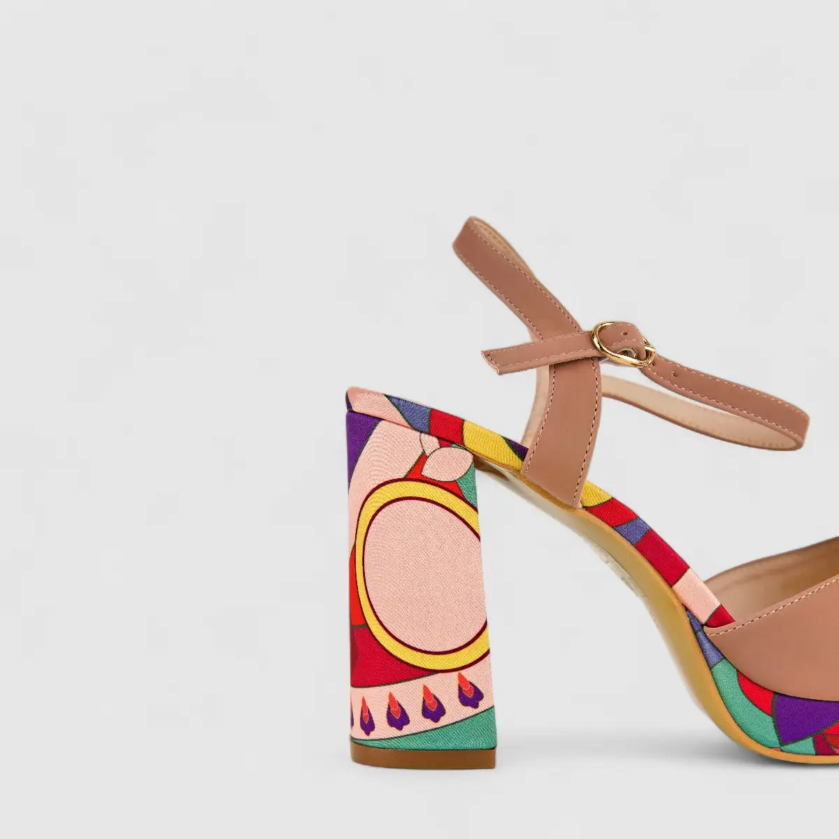 Bulbul Ladies Block Heel Sandal HAR046 Pink Multi