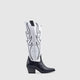Sofia Mare Leather Cowboy Boot Black/White 11764 Boots | familyshoecentre