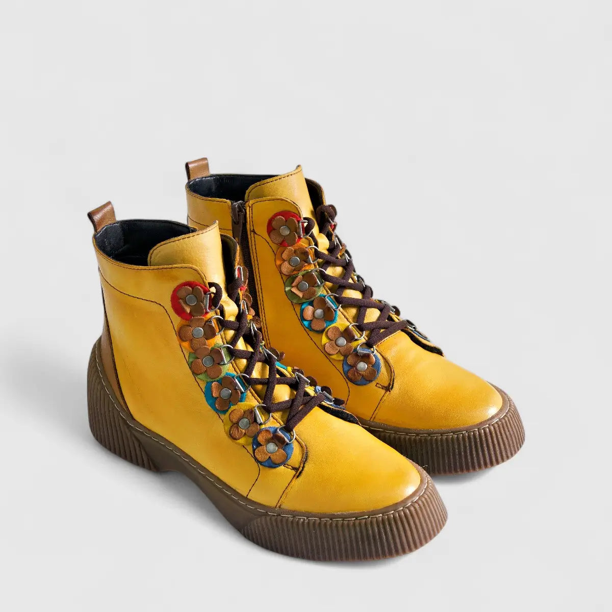Karyoka Comfort Leather Boots 3120 Yellow Boots | familyshoecentre