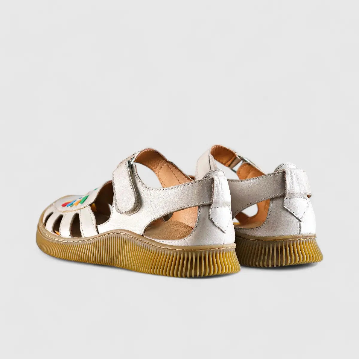 Karyoka Comfort Leather Fisherman Sandal 6717 Beige Multi Sandals | familyshoecentre