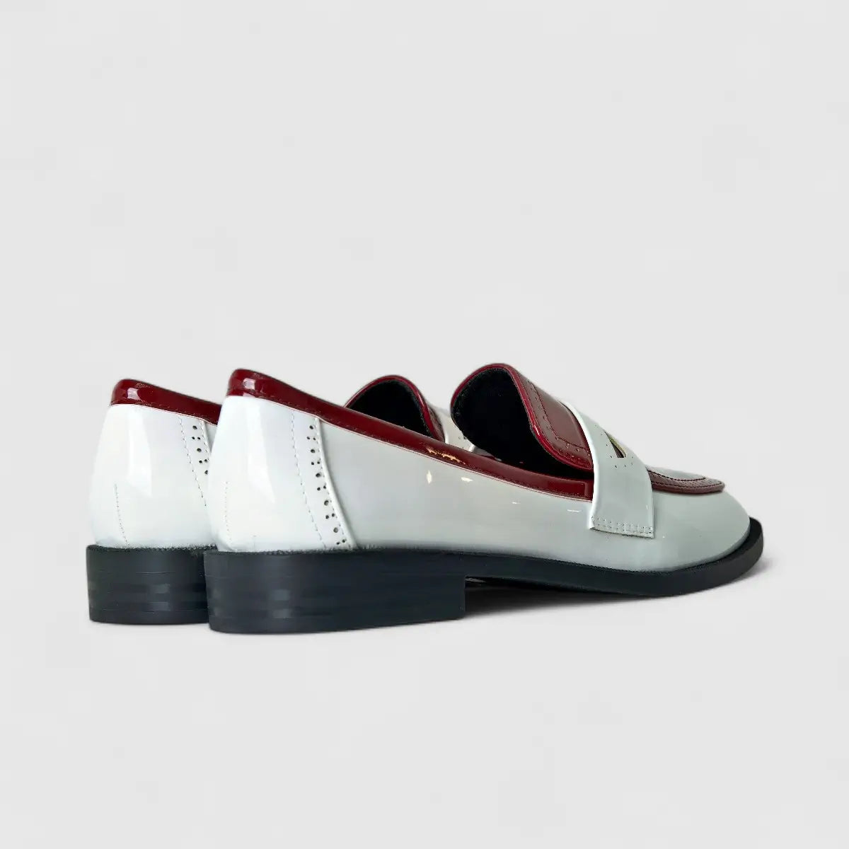 Bulbul Ladies Casual Moc LU016 White And Burgandy