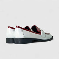 Bulbul Ladies Casual Moc LU016 White And Burgandy