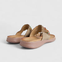 Bulbul Ladies Ethnic Comfort Sandal Beige HAR069