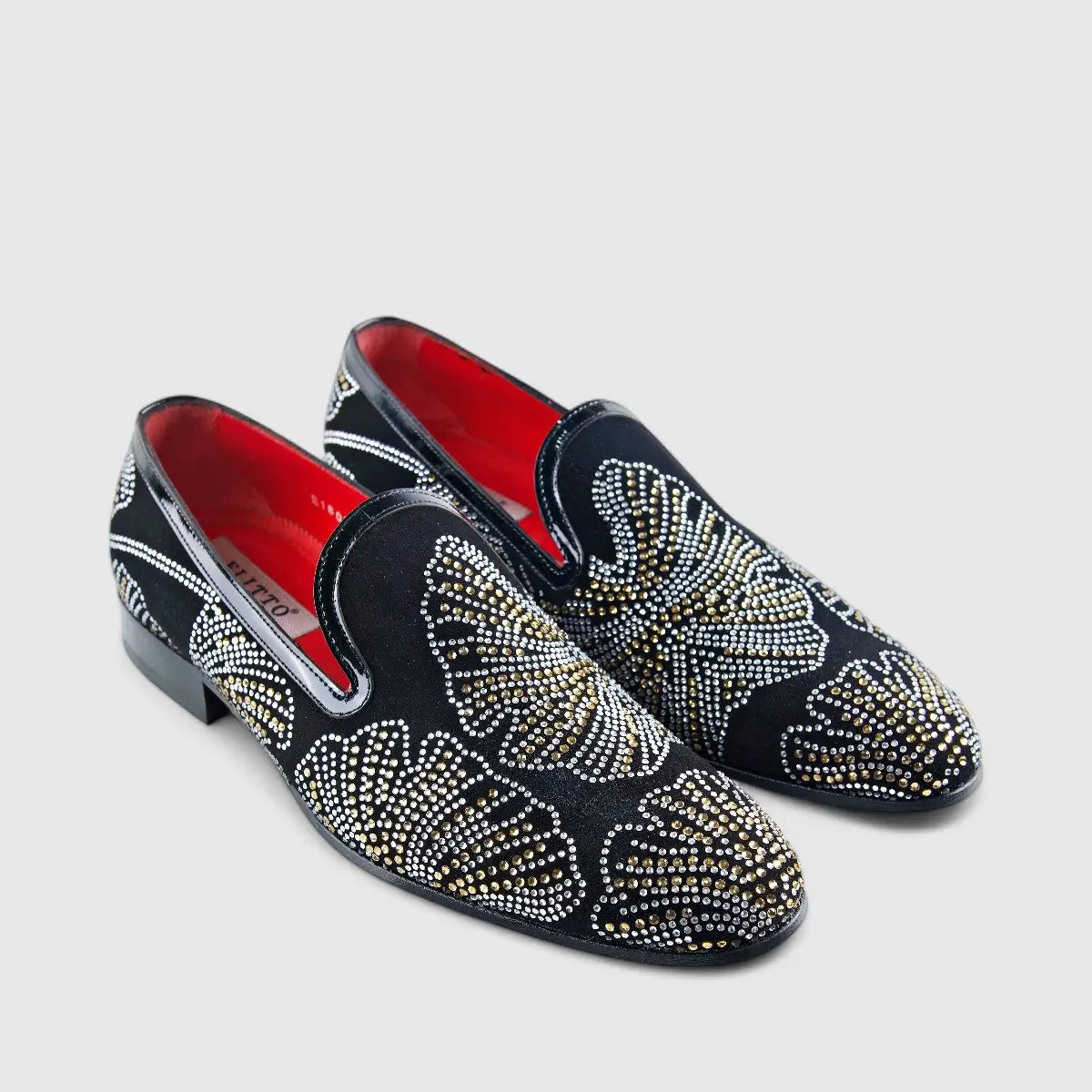 Elitto Bling Dress Loafers 1805 Black Suede Loafers | familyshoecentre