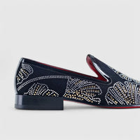 Elitto Bling Dress Loafers 1805 Black Suede Loafers | familyshoecentre