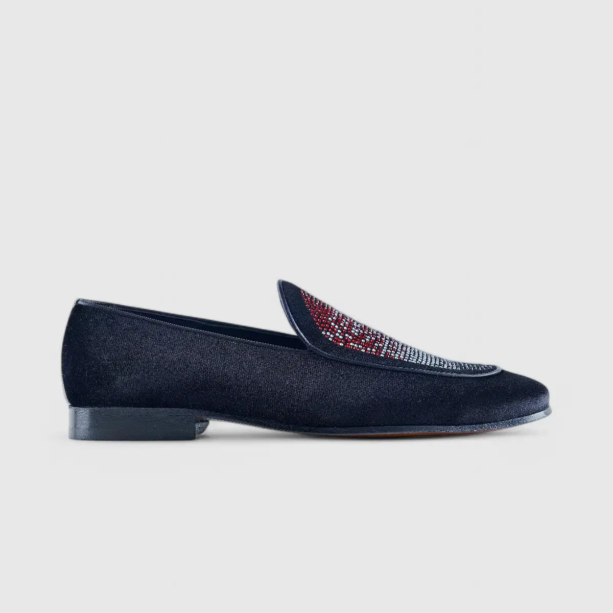Elitto Bling Dress Loafers 7342 Black/Red Loafers | familyshoecentre