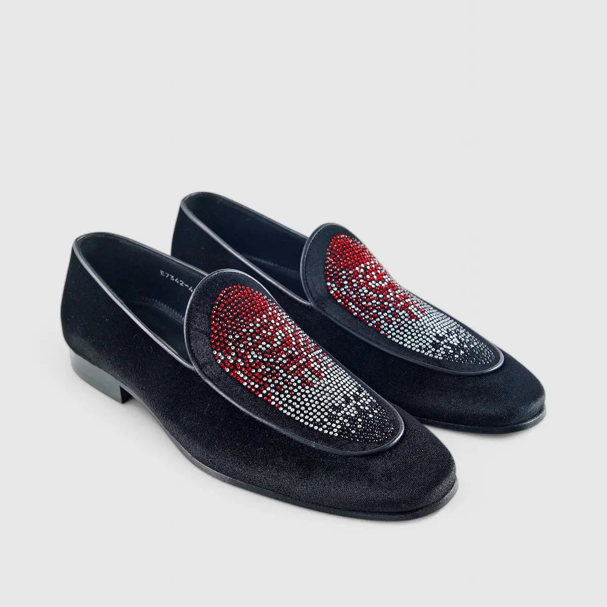 Elitto Bling Dress Loafers 7342 Black/Red Loafers | familyshoecentre