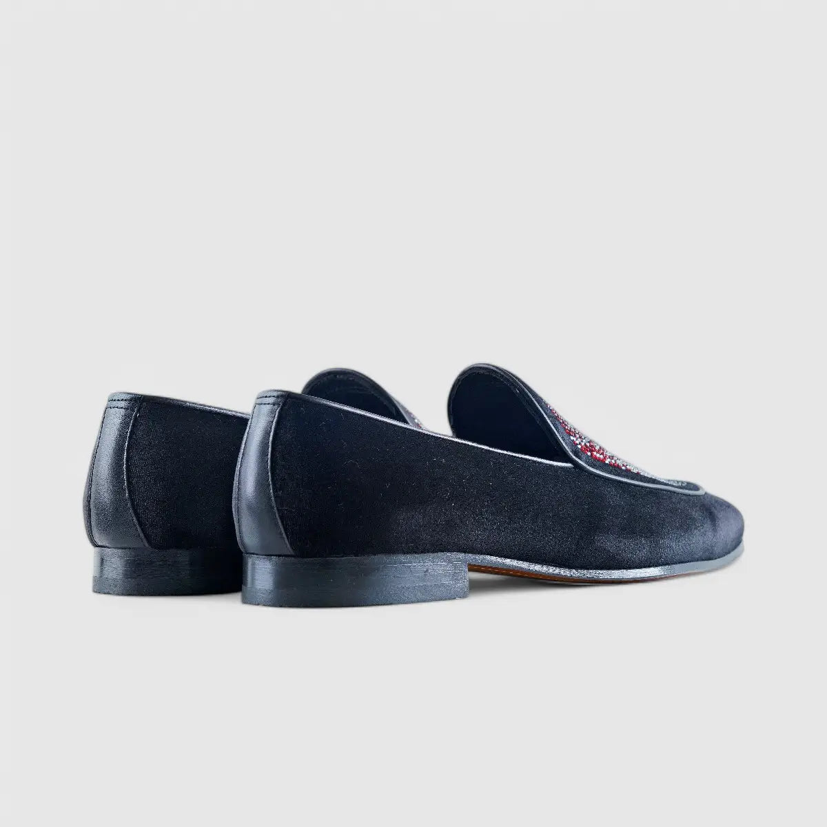 Elitto Bling Dress Loafers 7342 Black/Red Loafers | familyshoecentre