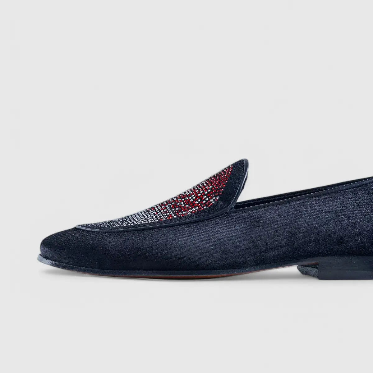 Elitto Bling Dress Loafers 7342 Black/Red Loafers | familyshoecentre