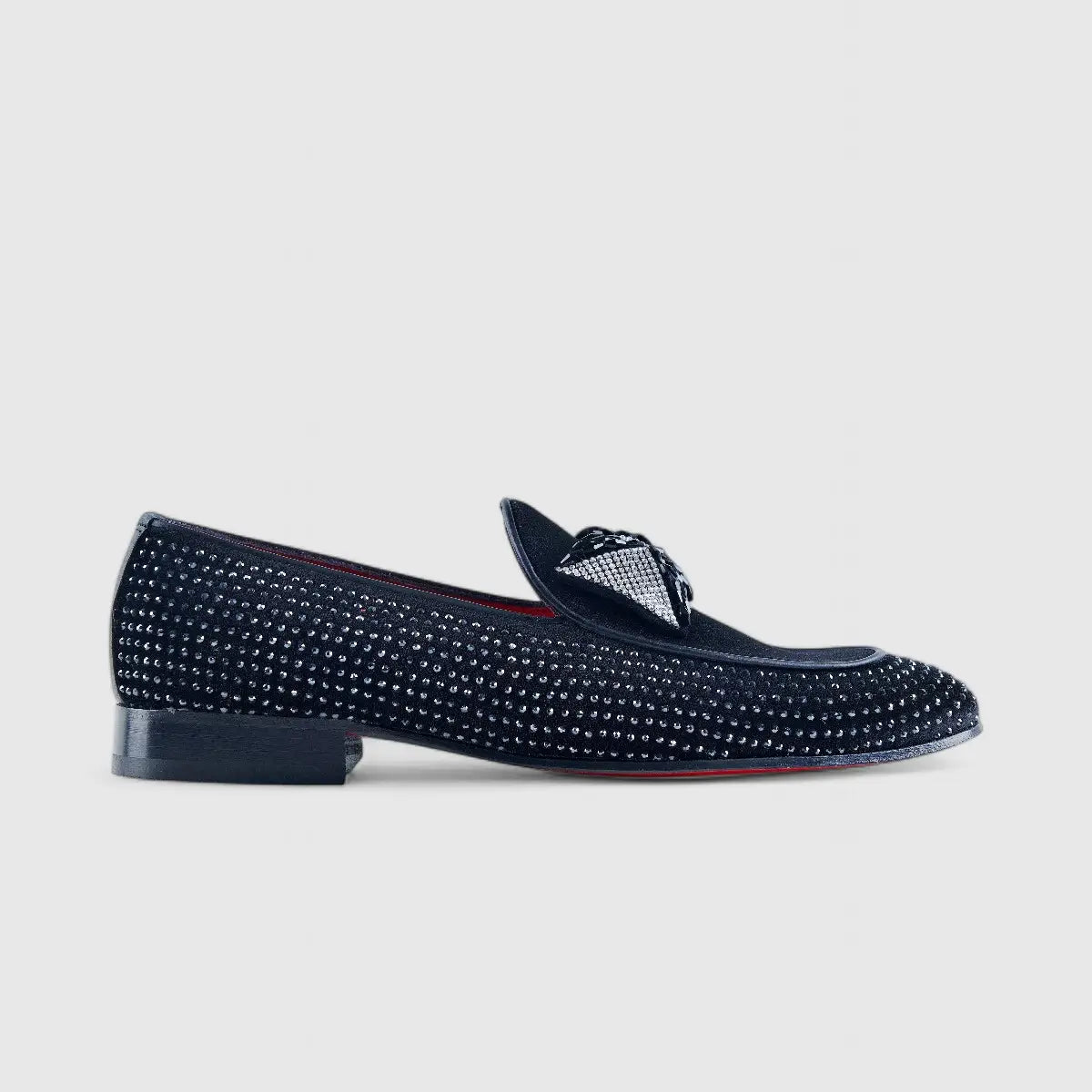 Elitto Bling Dress Loafers E9000 Black Velvet Loafers | familyshoecentre