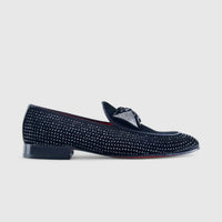 Elitto Bling Dress Loafers E9000 Black Velvet Loafers | familyshoecentre