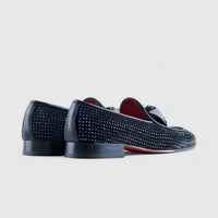 Elitto Bling Dress Loafers E9000 Black Velvet Loafers | familyshoecentre