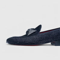 Elitto Bling Dress Loafers E9000 Black Velvet Loafers | familyshoecentre