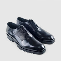 Enrico Cavalli Chunky Sole Dress Lace Up 6810 Black Hi Shine Oxfords | familyshoecentre