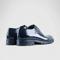 Enrico Cavalli Chunky Sole Dress Lace Up 6810 Black Hi Shine Oxfords | familyshoecentre
