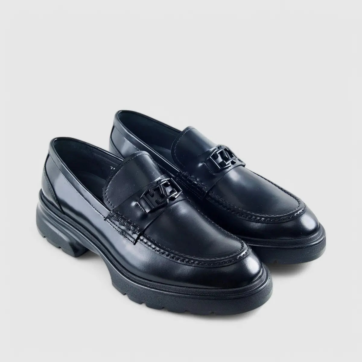 Enrico Cavalli Chunky Sole Dress Loafers 7504 Black Loafers | familyshoecentre