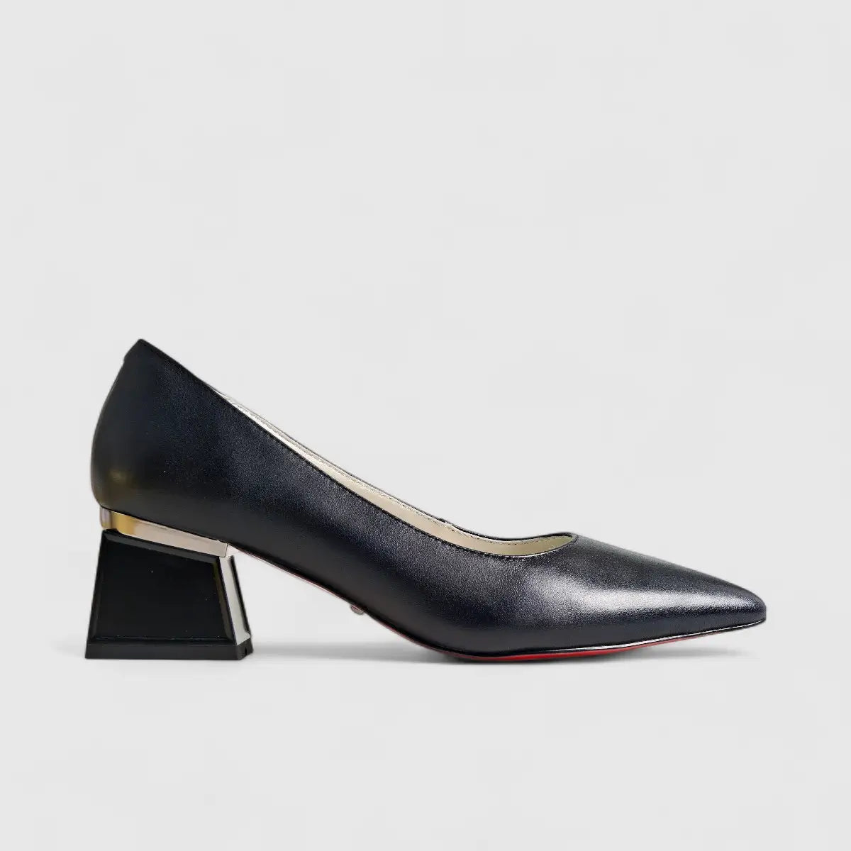 Bulbul Leather Block Heel Shoe Black LAR6032