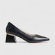 Bulbul Leather Block Heel Shoe Black LAR6032