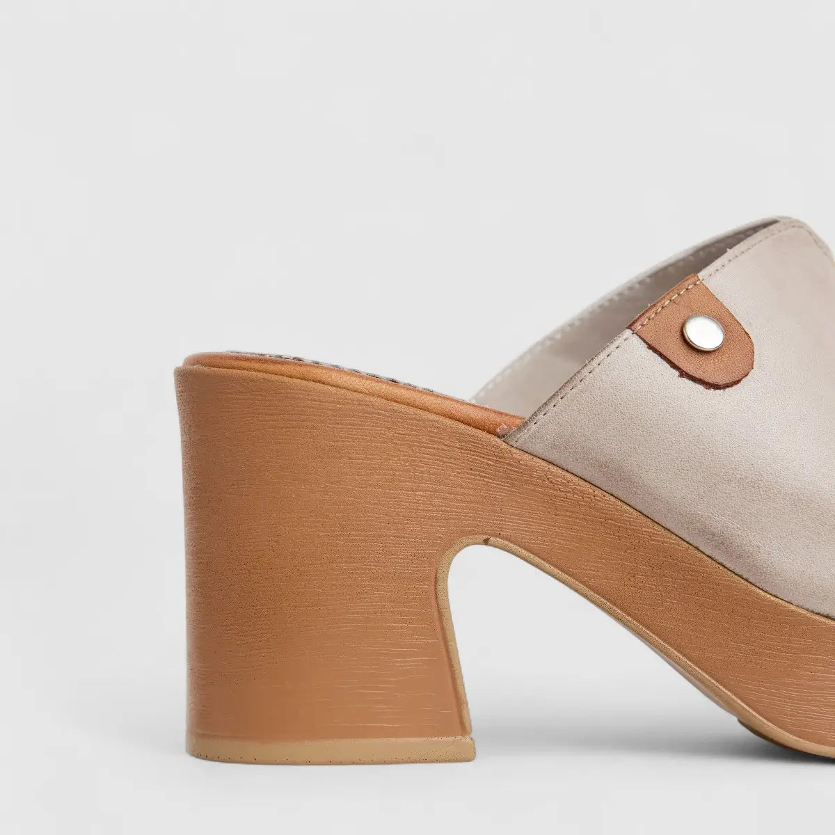 Sofia Mare Ladies Leather Comfort Push In Block Heel Sandal 11822 Beige SF77